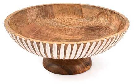 Indus Lifespace Bol à salade en bois de manguier pour comptoir de cuisine et table à manger pour saladier, serveur de collation et décoration d'intérieur (30,5 x 30,5 x 12,1 cm)