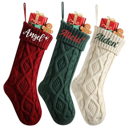 Lustige Weihnachtsstrümpfe zum Selbermachen, 45,7 cm mit bestickten Namen, personalisierbar, Familien-Weihnachtsstrumpf für Familie, Urlaub, Kamin, hängende Ornamente