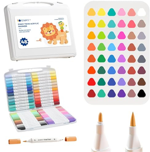 LUPATDY Set di 48 matite in porcellana, set di pittura in ceramica, per bambini dai 3 anni, pennello a doppia punta e punta fine per ceramica, vetro, tazze, legno, metallo, decorazione fai da te