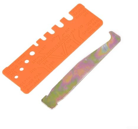 2Pcs Chainsaw Chain Tool Set with QuickCheck Gauge for Filing Angle Checks and Bar Groove Cleaner for Debris Removal