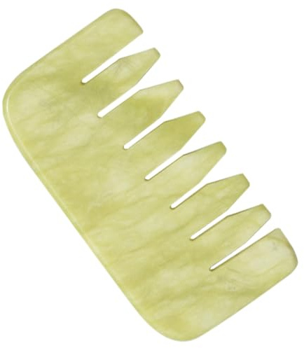 Natürlicher Jade Kopfhautmassagekamm für Langes Dichtes Haar Grün | Jade, Glatte Textur und Feine Verarbeitung, für Nasses oder Trockenes Haar, Tragbar