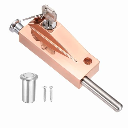 PATIKIL Cerradura Deslizante Para Puertas Patio, Cerradura Pomela Aleación Zinc Para Puertas Vidrio Corredizas Con 2 Llaves Desde El Interior Seguridad Mejorada Para Hogar, Rosa Dorado