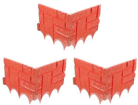 jojofuny Clôture de Jardin en Plastique Imitation Pierre 6 Pièces Brique Rouge Bordure Paysagère Décorative pour Pelouse et Parterre de Fleurs pour Balcon Jardin et Terrasse