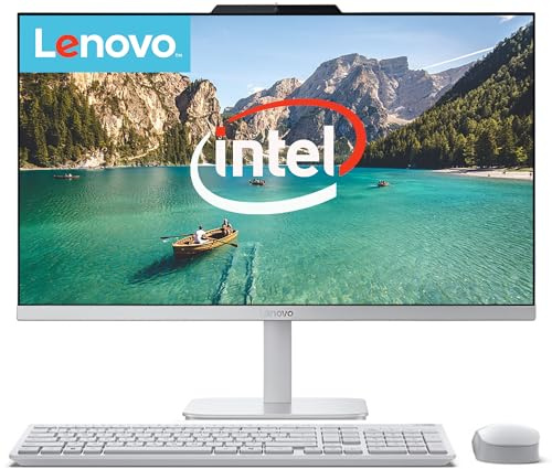 Lenovo Ordinateur de bureau tout-en-un 24 | 32 Go de RAM | 1 To de stockage (SSD de 512 Go à bord avec disque externe de 512 Go) | Processeur Intel ultra rapide à 4 cœurs | Écran Full HD | Wi-Fi 6 |