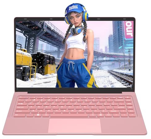 Amita 14 Inch Lightweight Laptop for Everyday Use, Full HD Display, 8GB Memory & 512GB Storage, Pink Portable Notebook for Study, Home and Travel