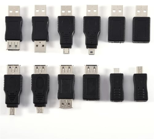 Mimdixy 12 PC Mini Connettore USB Adattatore, 2.0 Micro Maschio Femmina Convertitori Connettori Set, Mini Spina Adattatori USB Di Trasmissione E Ricarica Per Computer Tablet Pc Telefono Cellulare