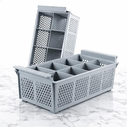 Besteckkorb Spülmaschine Spülmaschinenkorb Spülkorb Gastronomie Gastro universal Doppelpack | 8 Fächer für Kleinteile stapelbar Besteck Korb Geschirrspüler Kunststoff | Bestecke Körbe mit Griffen