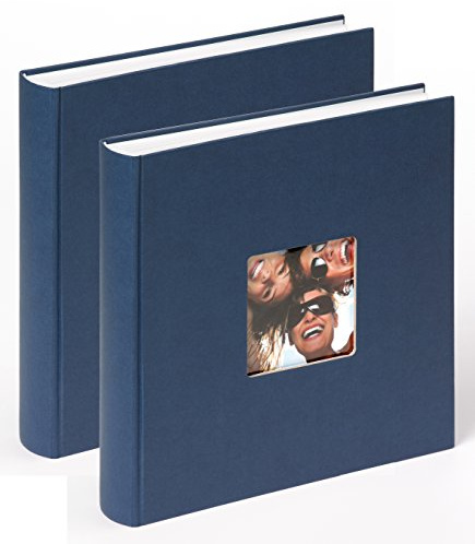 walther design Fotoalbum blau 30 x 30 cm mit Cover-Ausstanzung, Doppelpack, Fun FA-208-LD