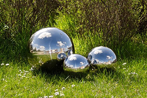 Köhko 3er Gartenkugeln poliert aus hochwertigem Edelstahl 15, 25 und 40 cm Dekokugeln-Set