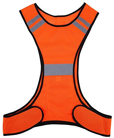 VGEBY Sicherheitsweste Hohe Sichtbarkeit (200m) mit Taschen für Laufen Radfahren Wandern Joggen in der Nacht (Farbe : Orange)