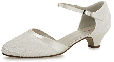 Rainbow Club Brautschuhe Mickie - Damen Pumps gepolstert, Ivory/Creme, Satin - Gr. 40 (UK 7)