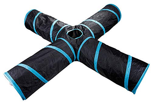 Geenber Katze Tunnel Spielzeug, 4 Way Cat Tunnel EXTRA GROßE 25,4 cm Durchmesser und extra Lange eine Big klappbar Play Spielzeug breit Pet Tunnel