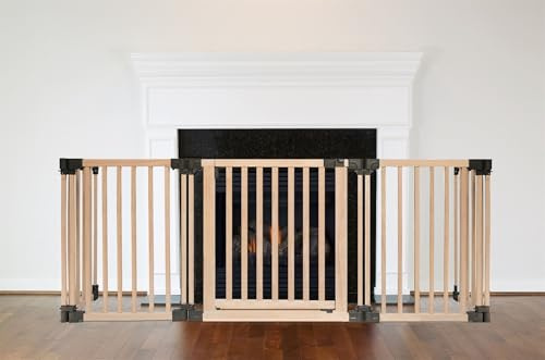 Safetots Naturholz MehrPanel Kaminschutzgitter, 88cm Tief x 200cm Breit, Naturholz, 76cm Hoch, Baby und KleinkindFeuerschutz, Sicherheitsbarriere für Kamine, Einfache Installation
