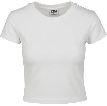 Urban Classics Women's T-Shirt Ladies Stretch Jersey Cropped Tee, White, M/Petite