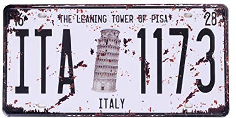 Shinewe Placa de matrícula de coche para casa/cafetería/bar/restaurante/exposición, decoración de pared vintage 15 x 30 cm (Italia 1173)