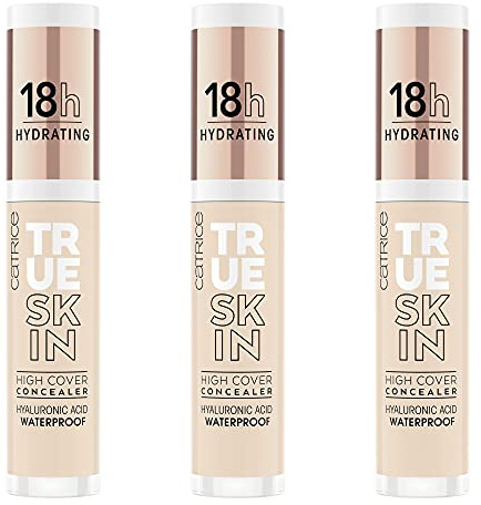 Catrice True Skin High Cover Concealer, Abdeckstift, Nr. 002 Neutral Ivory, nude, Anti-Pickel, langanhaltend, mattierend, matt, natürlich, vegan, ölfrei, wasserfest, 3er Pack (3 x 4,5ml)
