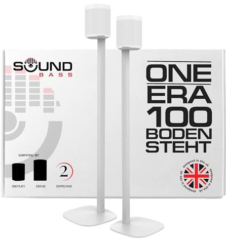 One / ERA100 Ständer Doppelpack (2 Stück), Weiß | Kompatibel mit Sonos One, Play:1, One Gen 2, One SL | Zukunftssicheres Design auch kompatibel mit ERA 100, Entworfen von Sound Bass UK, Paar