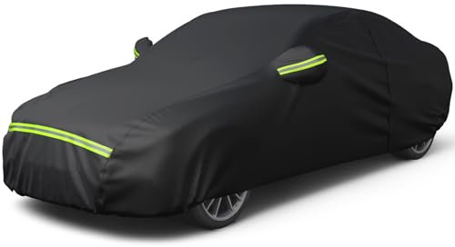 Favoto Winter Car Tarpaulin - Dustproof Waterproof Car Cover for 450-495 cm Saloon, Black, 490 cm x 190 cm x 150 cm, 2.95 kg