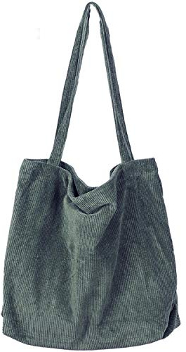 Etercycle Umhängetasche Damen Grosse Kapazität Cord Schultertasche Retro Handtasche für Alltag, Büro, Schulausflug und Einkauf (Dunkelgrün)