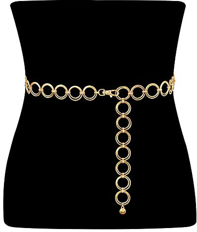 JasGood Taillenkette aus Metall für Damen Silber Einstellbar Body Link Gürtel Mode Taillen Gürtel für Jeanskleider, 130cm(Passt Taille unter 115cm)