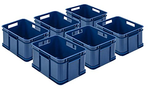 PAFEN 6x Euro Stapelbox Bruno Eco Blau Euro-Box Stapelkasten 16L Transport Eurobehälter