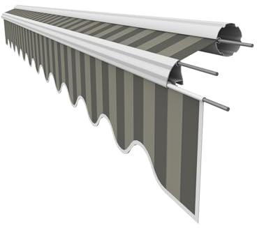 VANA Markisenstoff mit Volant für 4,5 x 3 m Markisen-Ersatzstoff Markisentuch Bespannung Markisenbespannung Sonnenschutz fertig genäht Maß Tuch 4,38 x 3 m Volant 4,38 x 0,21 m Design SPD090