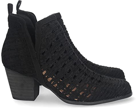 shoes&blues.es 65912-Botin de Tacon para Mujer, con Tiras Trenzadas, de Punta Fina, y Tobillo Abierto, Primavera Verano 2022. Talla 36 Negro