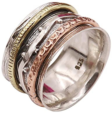 Silberner Spinner-Meditationsring Alle Größen Geschenkartikel Aussage 925 Sterling Silber Bandring Männer und Frauen Bandring Handgemachter Schmuck Goyal Jewels GESR04 (75 (23.9))