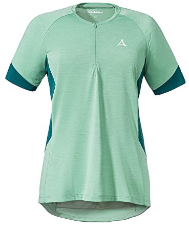 Schöffel Damen Shirt Auvergne L, geruchshemmendes Radtrikot, schnell trocknendes Funktionsshirt mit Taschen, matcha mint, 38