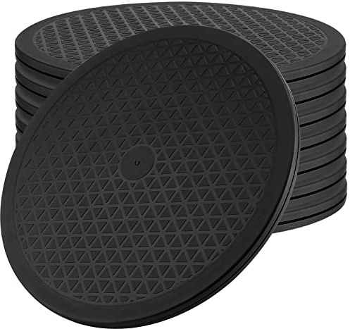 SINJEUN 8 PCS 12 Inch 360° Rotating Swivel, Rotating Swivel Stand Turntable Lazy Susan Monitor Stand for Plants, Models and Handicraft, Black