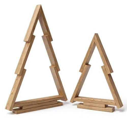 Floranica Tannenbaum 2er-Set aus Kiefernholz Holztannenbäume Unbehandelt Standschmuck Weihnachtsbaum Alternative Weihnachtsdeko Holzweihnachtsbaum Christbaum Weihnachtsdekoration