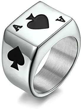 Beydodo Edelstahl Ringe Partner, Herren Ring Poker A Freundschaftsring Silber für Männer