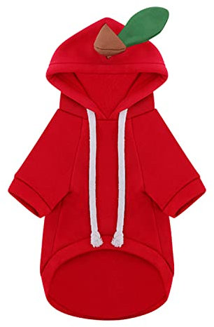 Petalum Hundemantel Hund Hoodie Warm Hundepulli Haustier Kapuzenpullis für Kleine Mittelgroße Hunde warm Hundebekleidung Rote Apfel M
