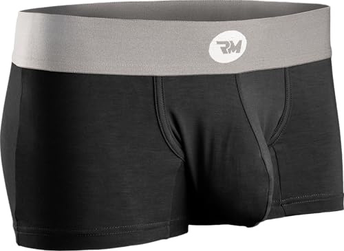 RM Real Men Herren Real Men Boxershorts aus Nylon, Größe D, Weiß, Grau, Cyan, 4 Retroshorts, D-Beutel, Schwarz, 7,6 cm, 1 Stück, M
