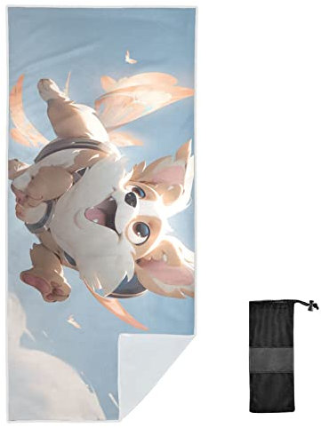 FRODOTGV Cute Happy Puppies Flying Up Oversized Beach Towels Lightweight Quick Dry Swimming Pool Towel with Storage Bag for Kids Adults,30x60in