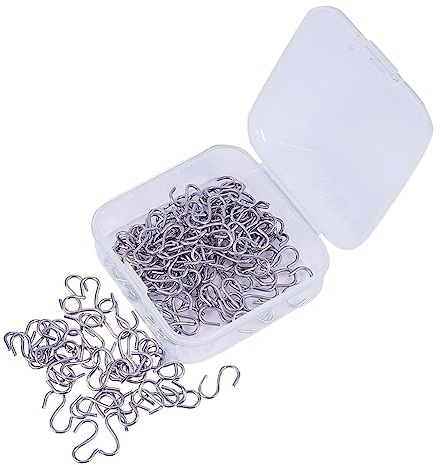 HugeDE 150 Pcs 0.5 Inch Stainless Steel S Hooks Small S Hook Connectors Mini Hanging S Hooks Metal S Shaped Wire Hooks with Storage Box for Hanging Ornaments