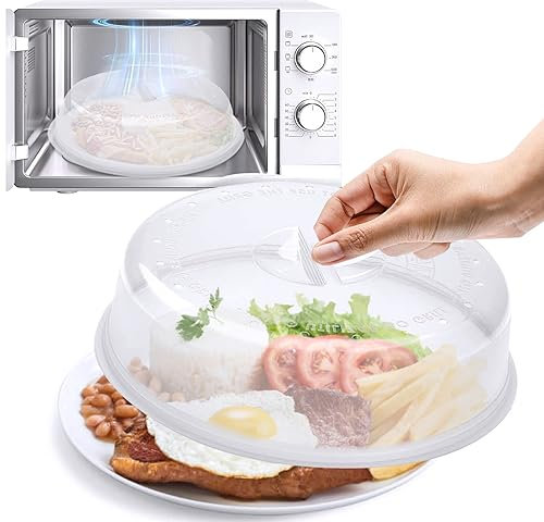 Tapa para Microondas con Salida de Vapor, Cubierta de Microondas de Plástico sin BPA, Tapa para Microondas para la Cocina, Apta para Lavavajillas - Transparente, 24 cm