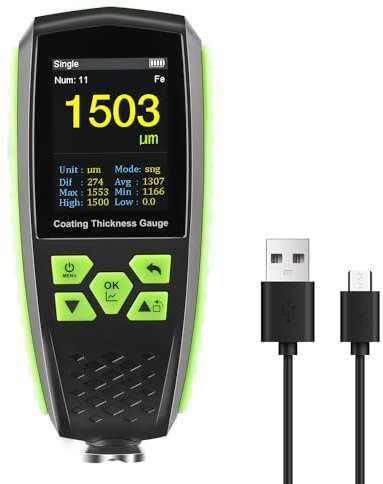 Professional Paint Thickness Gauge, Digital Coating Thickness Gauge for Magnetic/non-magnetic Materials, Paint Depth Gauge with Voice Broadcast/Color HD display, Car Coating Thickness Meter