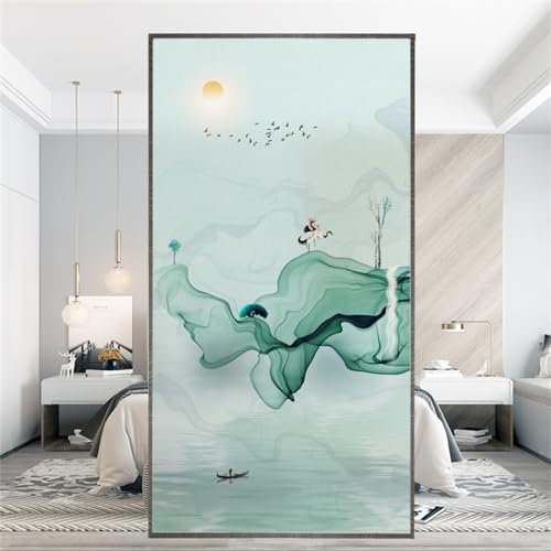 Fensterfolie Blickdicht Sichtschutzfolie Fenster Statischer Haftung ohne Klebstoff Milchglasfolie Folie Anti-UV Für Zuhause Büro- Landschaft(90cmx200cm)