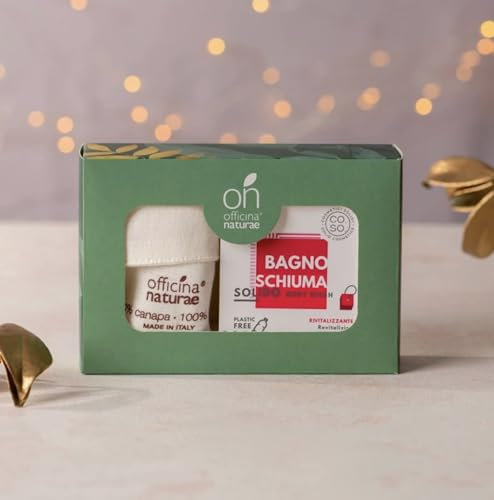 Officina Naturae Kit Body Confezione Regalo Bagnoschiuma Solido Rivitalizzante 64gr + Guanto Doccia Salva CO.SO. Bio Plastic Free Vegan