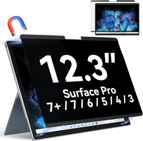 Filtre de Confidentialité pour Microsoft Surface Pro 7 /Pro 7 Plus/6/5/4/3 | Magnétique Protection D'écran 12.3 Pouces pour Surface Pro, Amovible Filtre Anti Lumiere Bleue Anti Espion Anti-Reflet