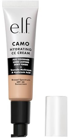 e.l.f. Hydrating Camo CC Cream, Colour Correcting Full Coverage Foundation For A Dewy Finish With SPF 30, Vegan & Cruelty-Free, Light 205N