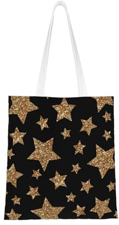 Wykjtwo Helle Sterne in Gold und Bronze, Tragetasche Canvas-Tasche Einkaufshandtasche Einkaufstüten, Mehrzweck-Schultertaschen aus Canvas