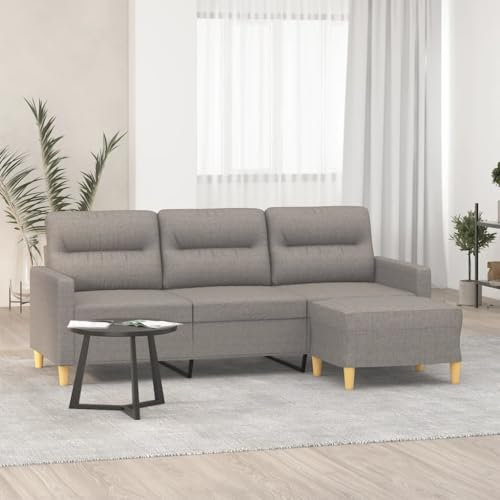 LAPOOH 3-Sitzer-Sofa mit Hocker Taupe 180 cm Stoff, Sofas & Couches, Sofa Wohnzimmer, Sofa Für Jugendzimmer, Relaxsofa, Sofa Für Schlafzimmer, Polstersofa - 3201080