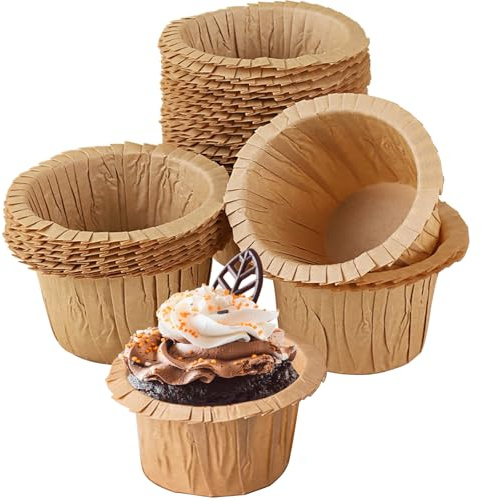 ATRDTO 50pack Paper 4Inch Mini Tart Pans for Baking, Mini Pie Pans, Non-stick, Unbleached, Disposable Quiche Baking Dish, Microwave safe,Oven safe (4)