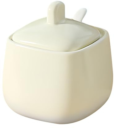 Dowbom Zuccheriera con coperchio e cucchiaio, barattolo da 800 ml, contenitore per zucchero, zuccheriera, zuccheriera, zuccheriera (bianco)