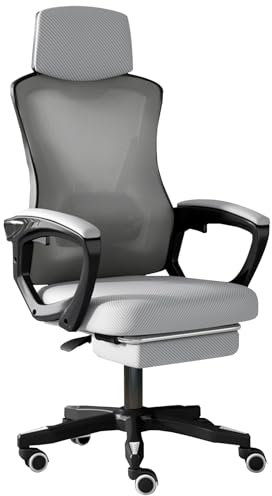 LVYWEX Ergonomischer Gaming-Stuhl, komfortabler und atmungsaktiver Bürostuhl, höhenverstellbarer Computerstuhl mit Fußhocker Latex-Kissen(Black,Without_Grey)