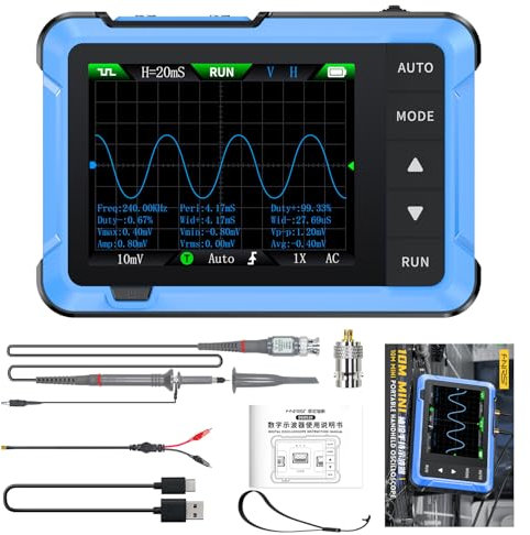 DewinLVD Oscilloscopio,Oscilloscopio Portatile/Generatore di Segnali DDS,DSO510 Oscilloscopio Digitale da 2,8 Pollici TFT, Larghezza di Banda di 10 MHz, Frequenza di Campionamento di 48 MSPS