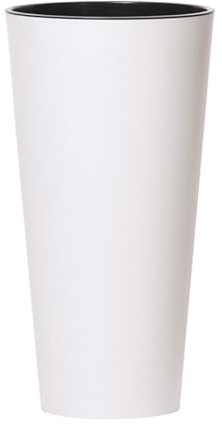 Vaso da fiori elegante in plastica resistente, 25 cm di diametro, 47 cm di altezza, resistente agli agenti atmosferici e ai raggi UV, ideale per l'arredamento del giardino e dell'interno