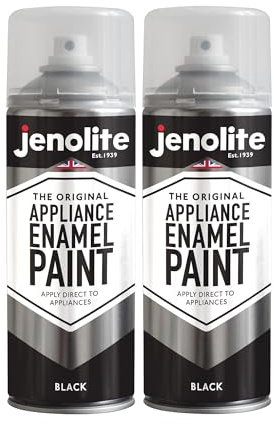 JENOLITE Appliance Enamel Paint | BLACK | 2x400ml | Black Spray Paint | Refresh & Restore Appliances | Ideal Touch-Up Paint For Fridges, Freezers, Washing Machines, Radiators
